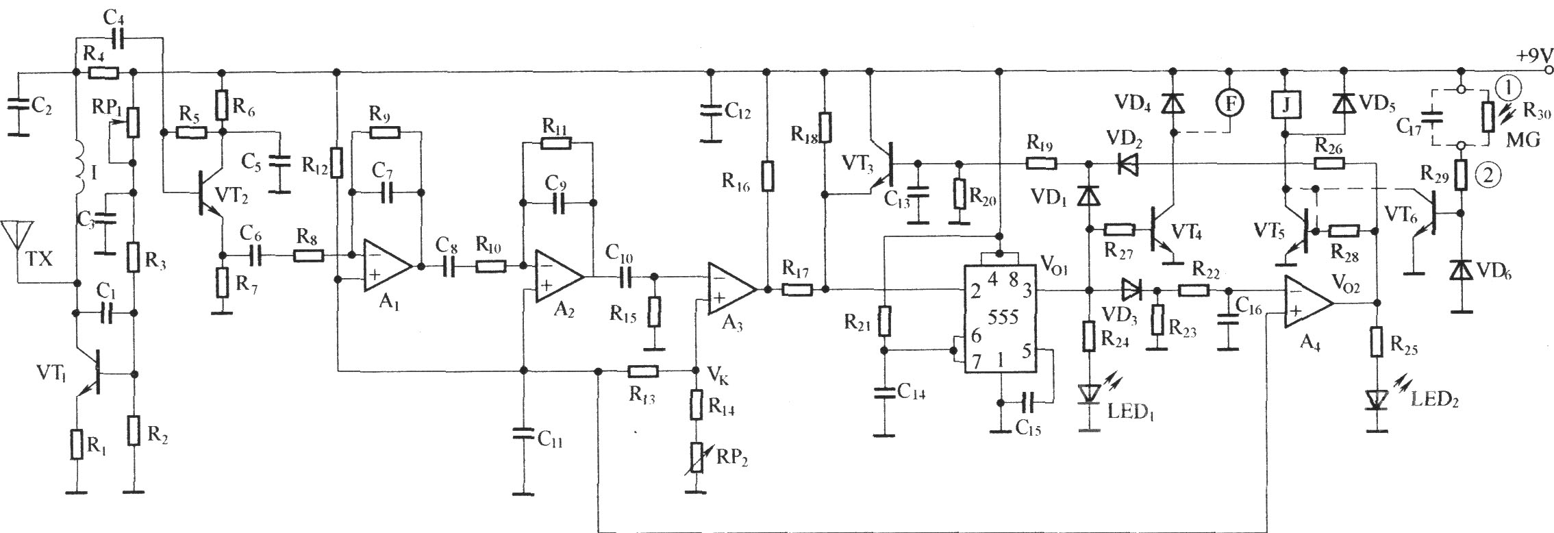 SX-6人體感應(yīng)開(kāi)關(guān)框圖及電路原理圖