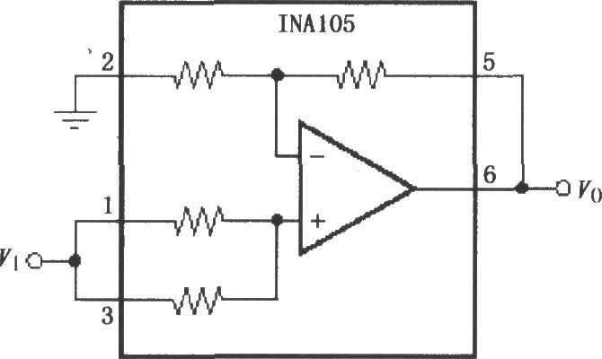 增益为2的精密放大电路(INA105)