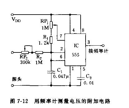 555用頻率計測量電壓的附加電路