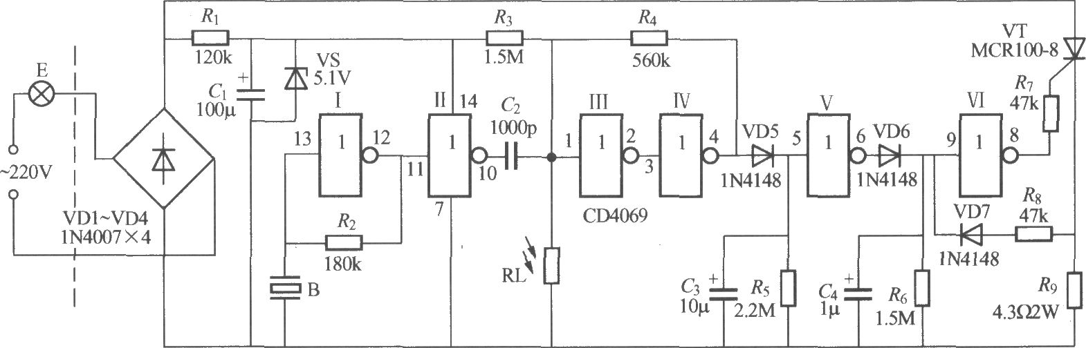 數(shù)字電路聲光控樓梯延遲開關(guān)電路(6)