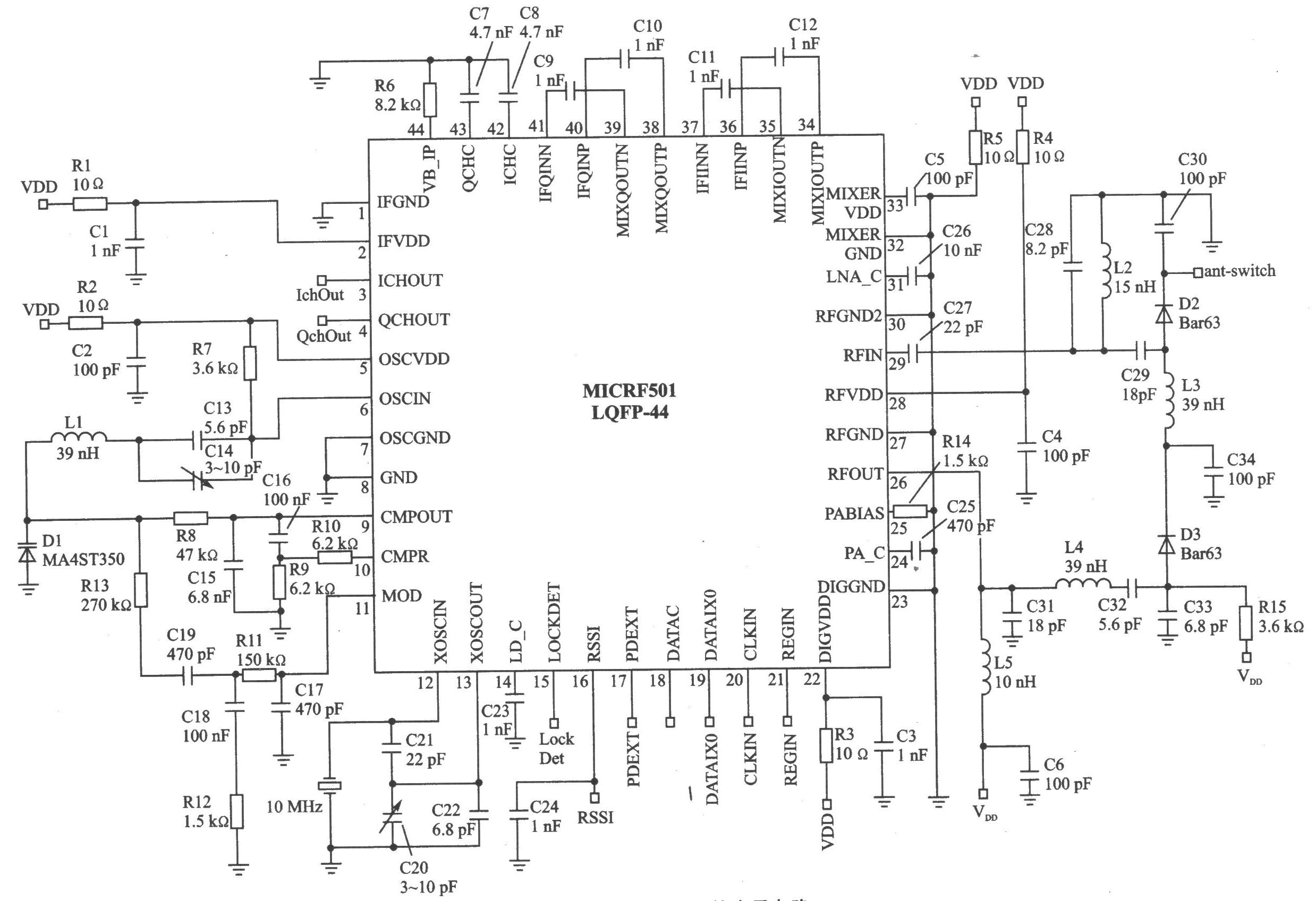 MICRF501 300～500 MHz收發(fā)器