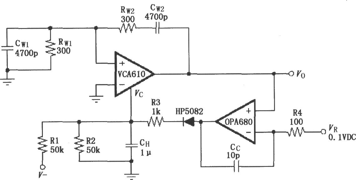 穩(wěn)幅振蕩電路(VCA610/OPA680)