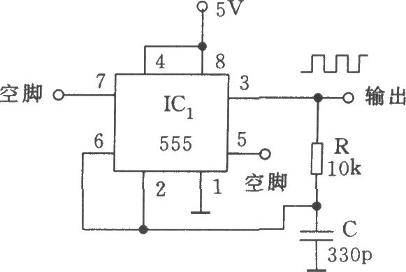 由555和R、C三個(gè)元件組成的方波發(fā)生器