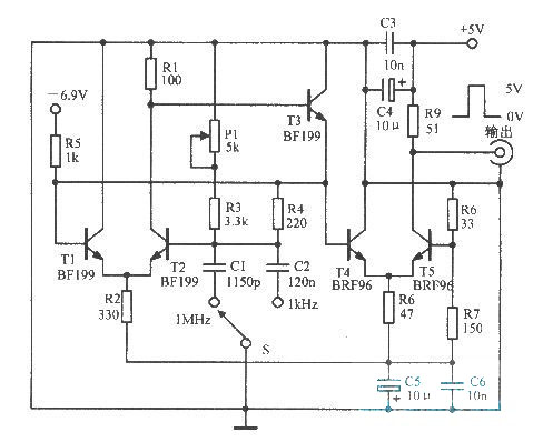 邊沿為2ns的1：1方波振蕩器