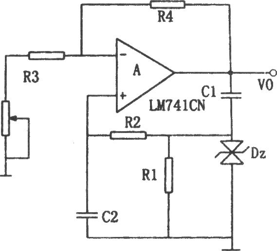 LM741CN構(gòu)成的RC正弦波振蕩器