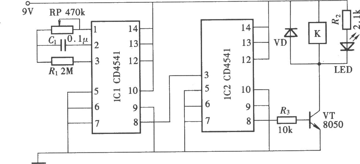 用CD4541组成的长延时定时电路