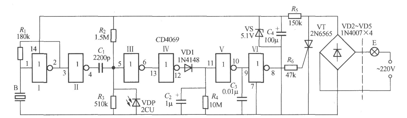 数字电路声光控楼梯延迟开关电路(5)