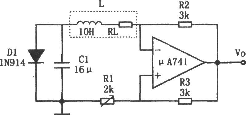 μA741構(gòu)成簡(jiǎn)單的正弦波發(fā)生器