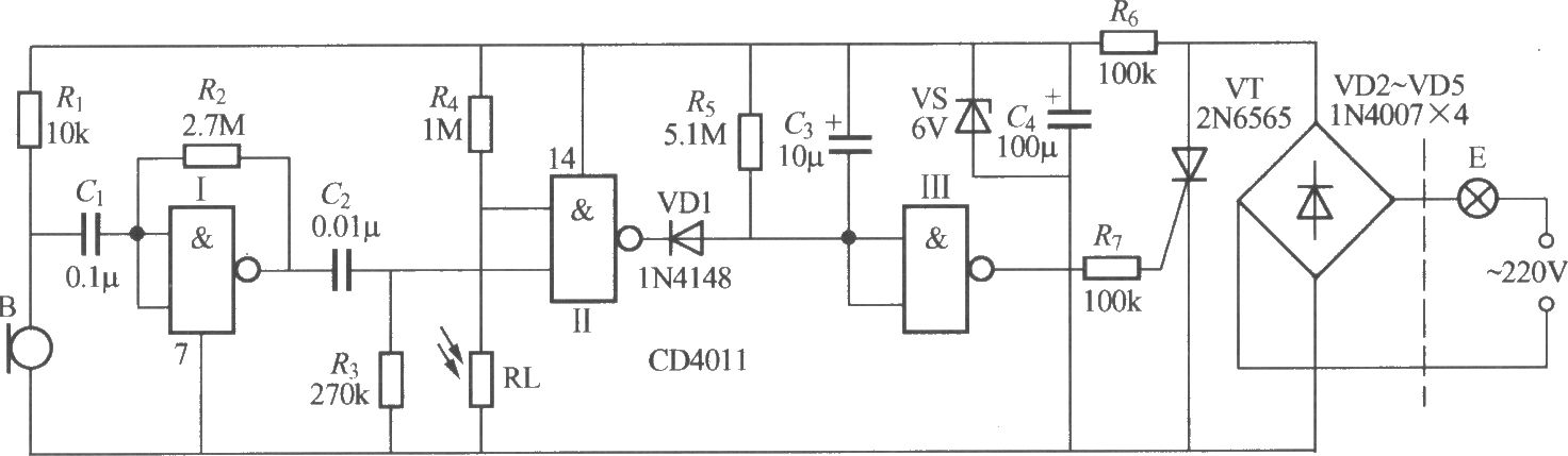 數(shù)字電路聲光控樓梯延遲開關(guān)電路(3)