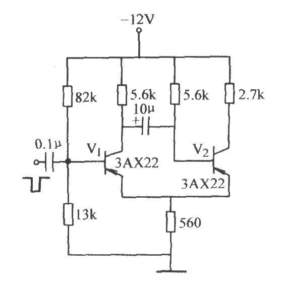 觸發(fā)信號加至截止管基極的單穩(wěn)態(tài)電路