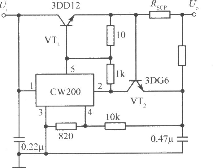 用npn型功率晶体管扩流的cw200集成稳压电源