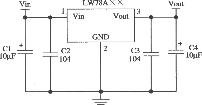 三端固定输出正集成稳压器LW78A××的典型应用电路