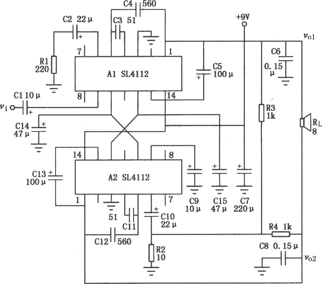 用SL4112構(gòu)成的BTL電路