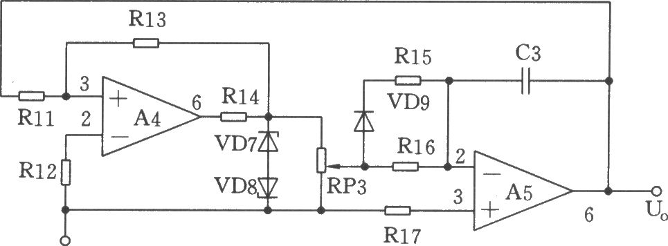 由μA741集成運(yùn)放構(gòu)成的鋸齒波發(fā)生電路