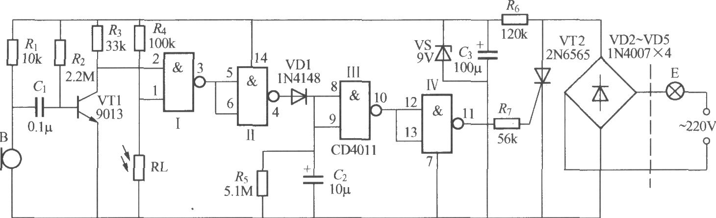 數(shù)字電路聲光控樓梯延遲開關電路(4)