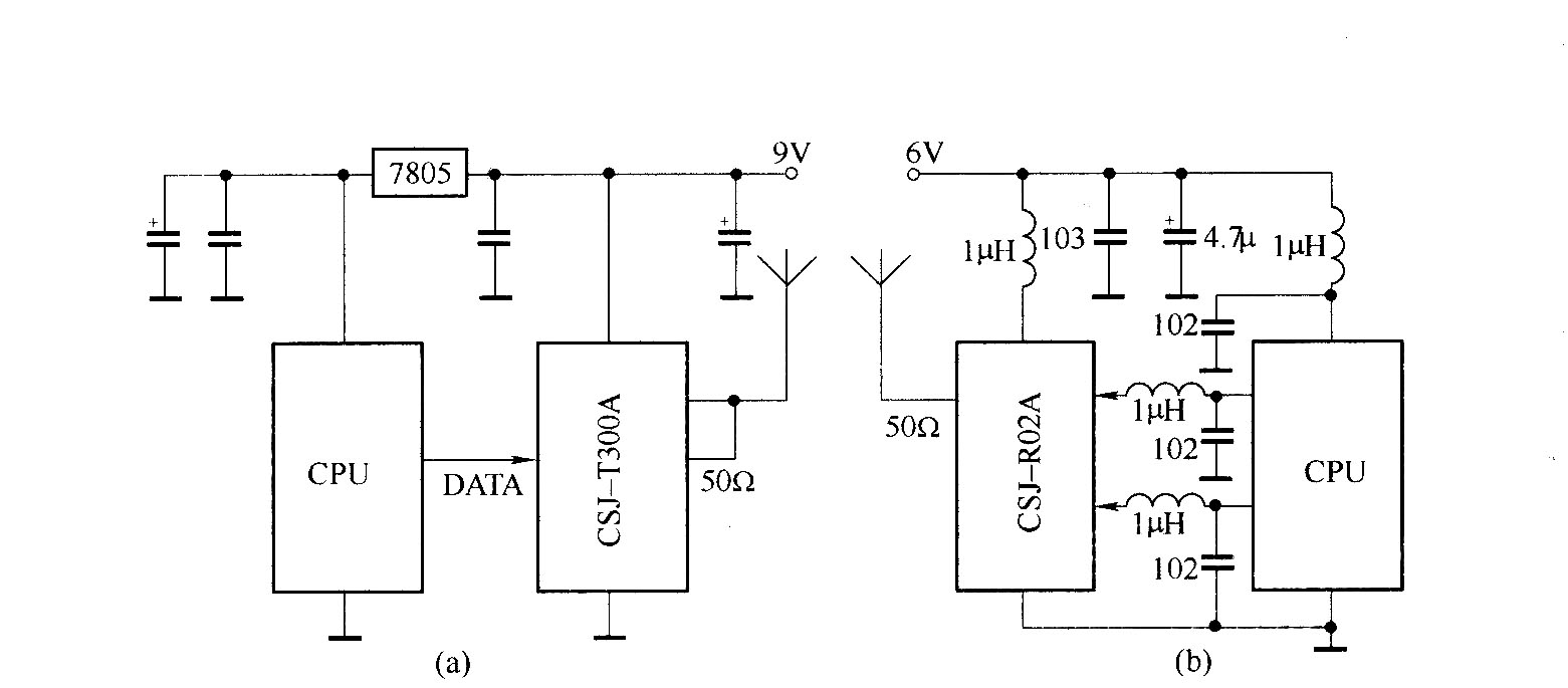 CSJ-T300A/CSJ-R02A與單片機(jī)組成的電路