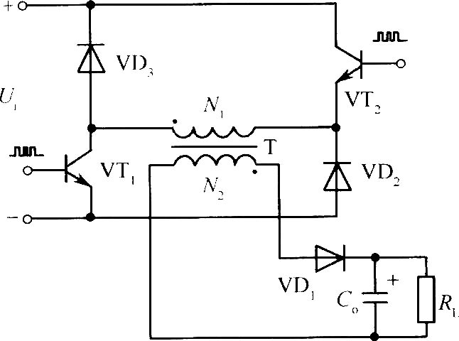 兩組晶體管,、二極管鉗位的反激式開(kāi)關(guān)電源