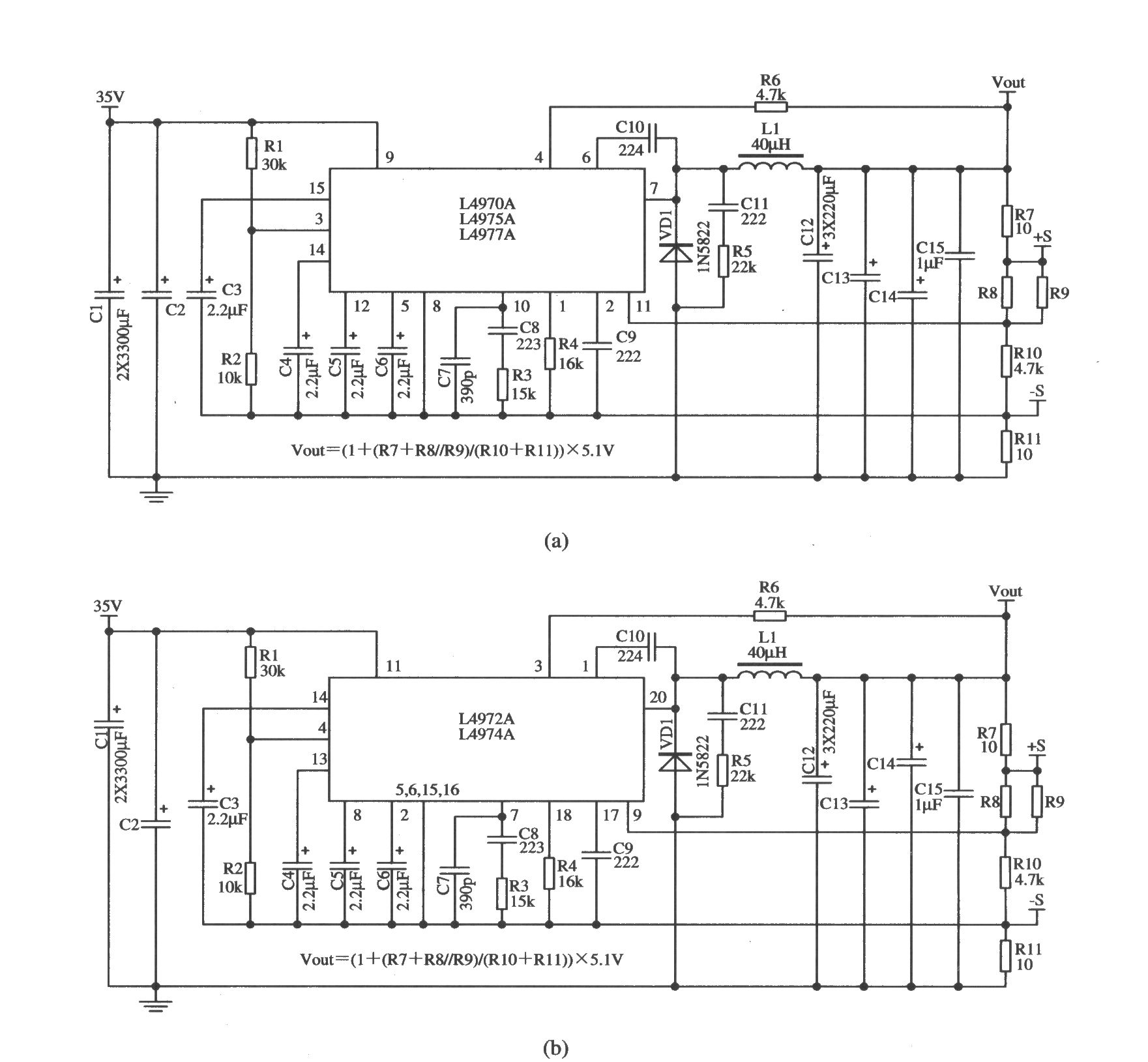 开关集成稳压器L4970A／L4975A／L4977A(L4972A／L4974A)的典型应