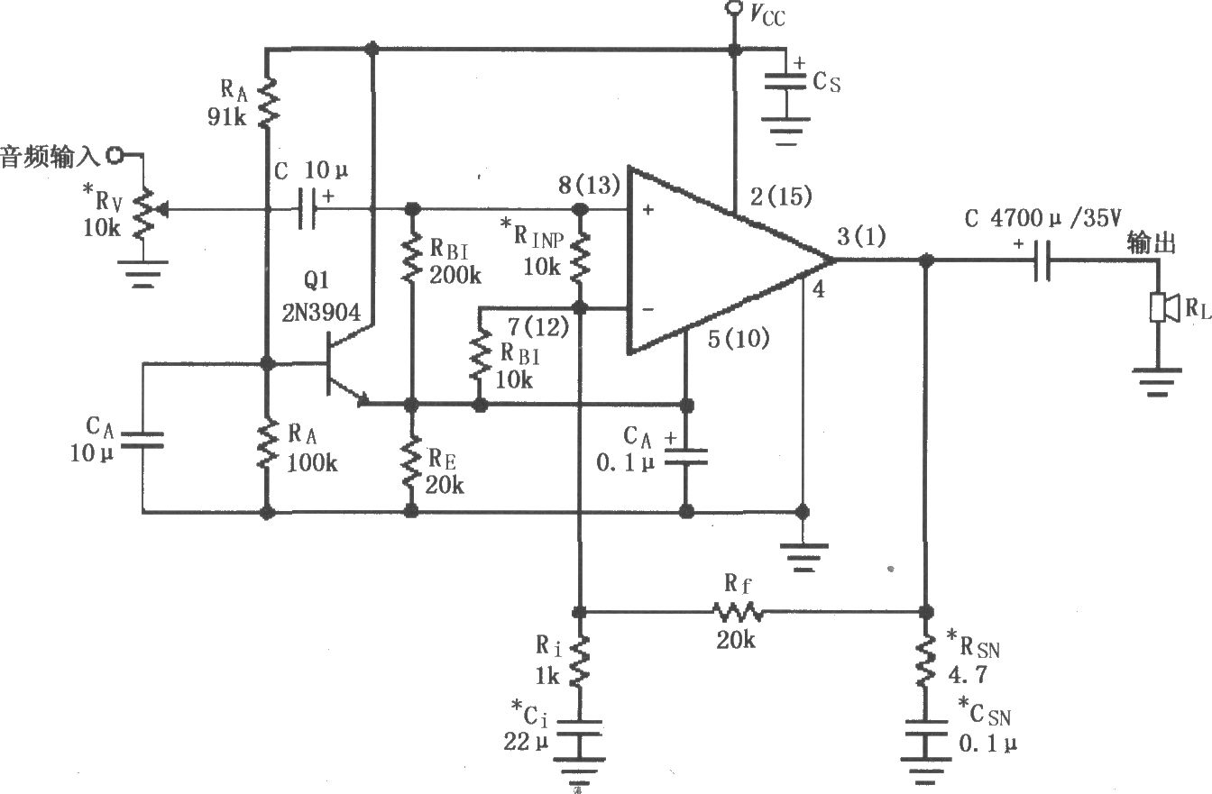 LM4765單電源音頻功率放大電路