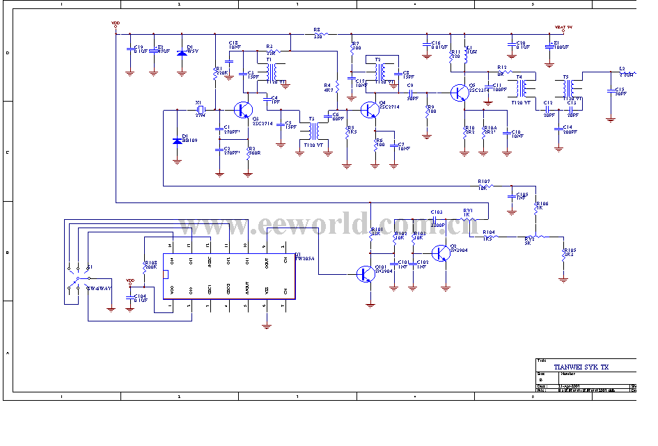 遙控飛機發(fā)射電路原理圖