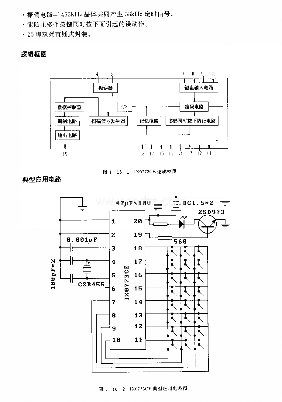 1X0773CE(錄像機(jī))紅外線遙控發(fā)射電路