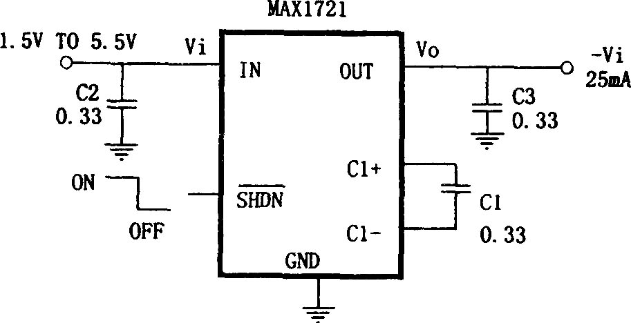 MAX1721構成的微型極性反轉電源