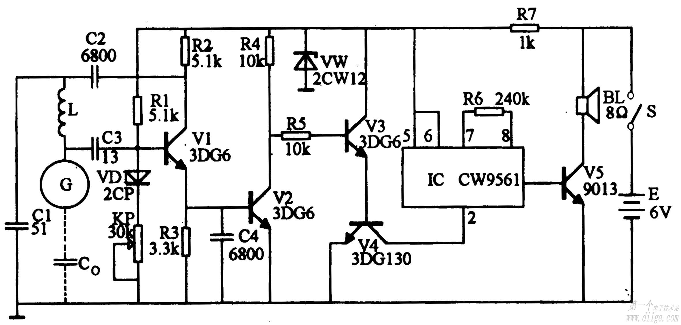 感應(yīng)式防盜報(bào)警電路