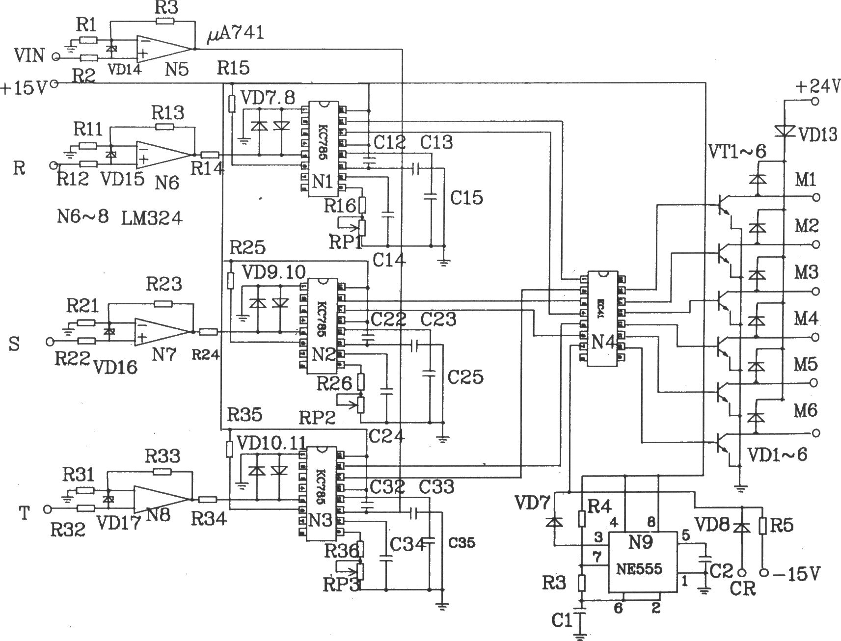 KCZ6A集成化六脈沖觸發組件電原理圖