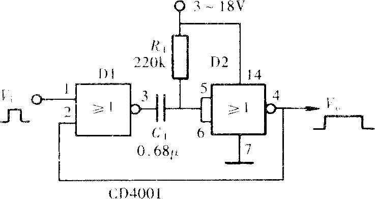 用門電路組成的單穩(wěn)態(tài)觸發(fā)器