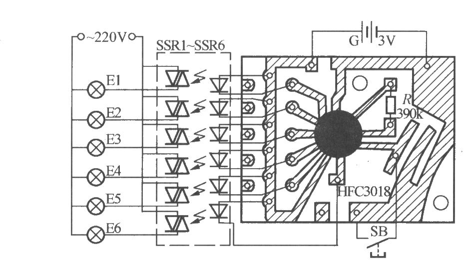 六路闪烁灯串电路(1)(HFC3018)