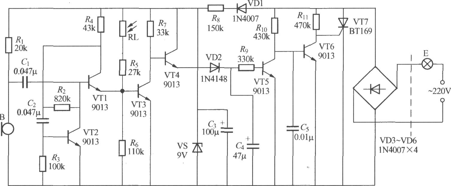 分立元件聲光控樓梯延遲開關(guān)電路(9)