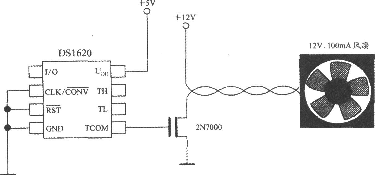 由帶三線串行接口智能溫度傳感器DS1620構(gòu)成的恒溫控制電路