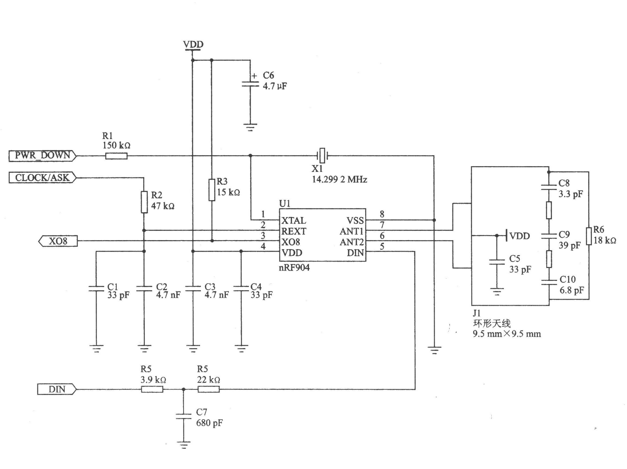 nRF904 FSK 915 MHz發(fā)射器