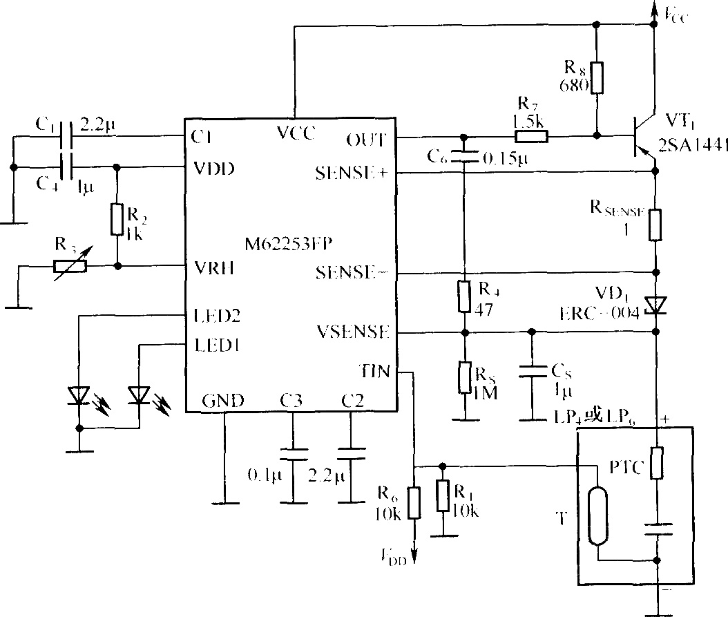 使用M62253FP的鋰離子電池充電電路