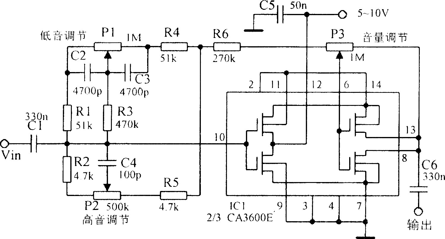 具有高低音控制的音頻功放