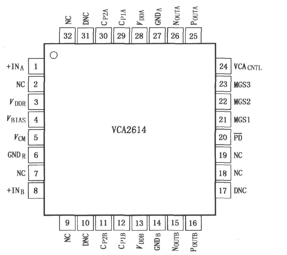 具有输入缓冲放大的可变增益放大器VCA2614