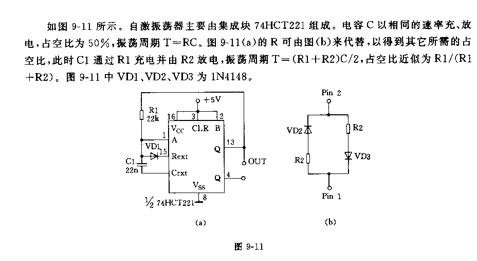 占空比可變的單穩(wěn)態(tài)多諧振蕩器電路