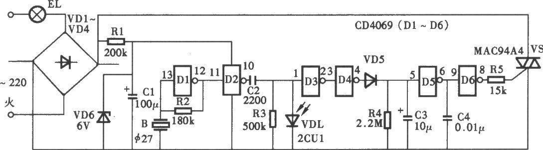 聲光雙控照明燈電路