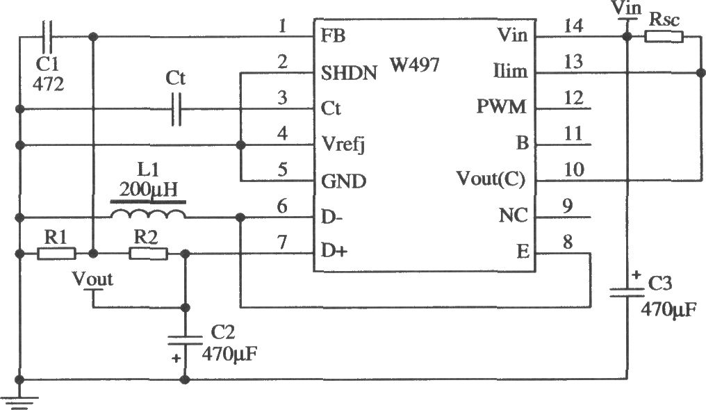 由W497構(gòu)成的輸出電壓極性反轉(zhuǎn)的應(yīng)用電路