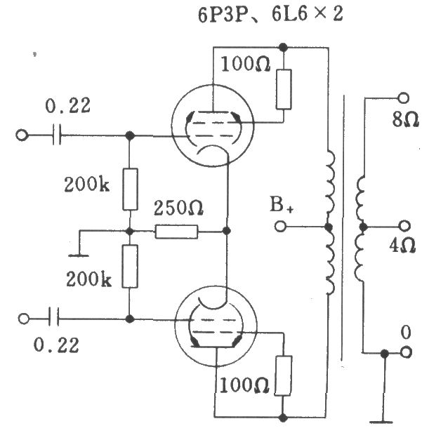 電子管典型自偏壓方式功放級電路