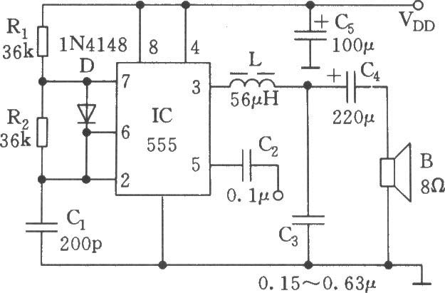 555用作D類功率放大器電路