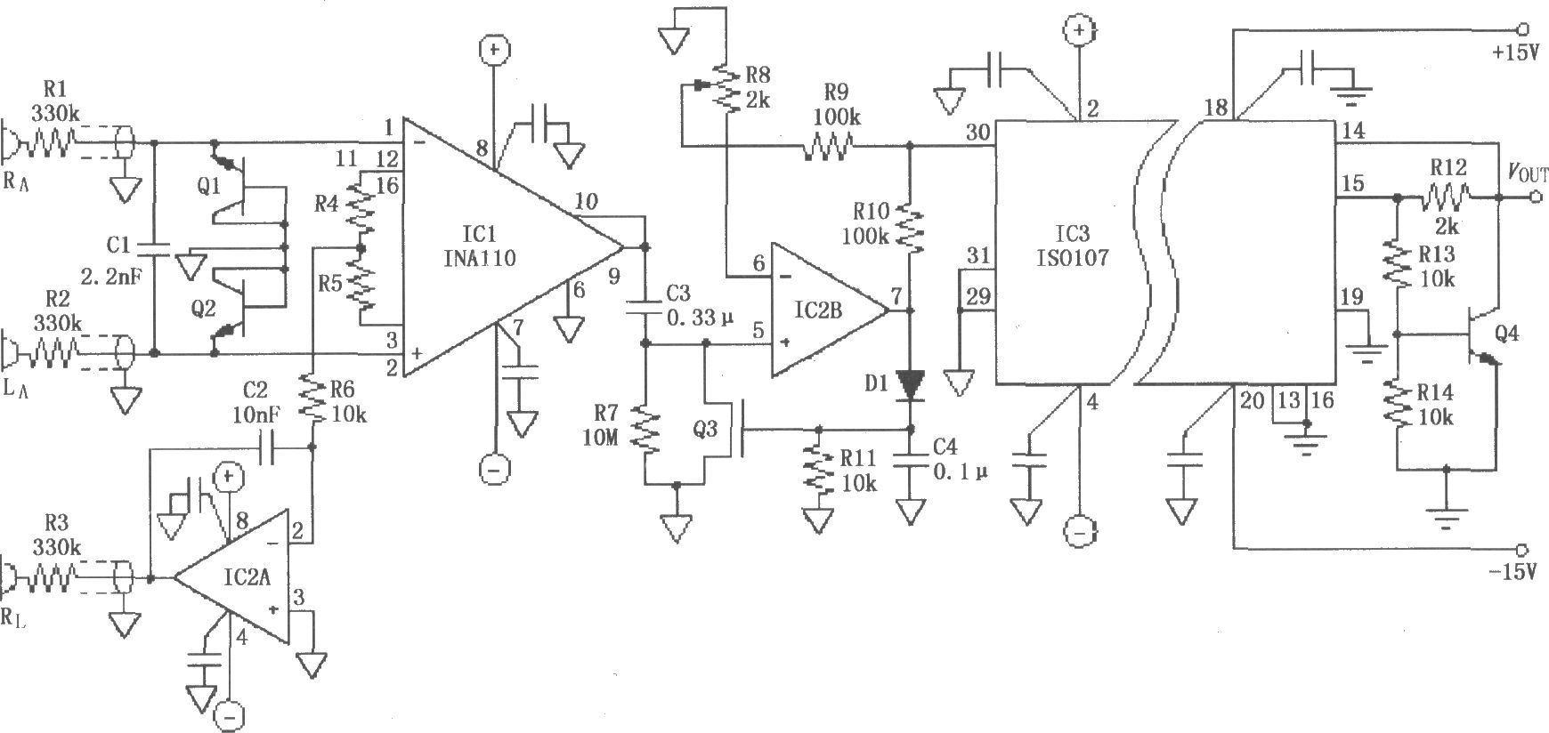 ISO107的ECG放大電路