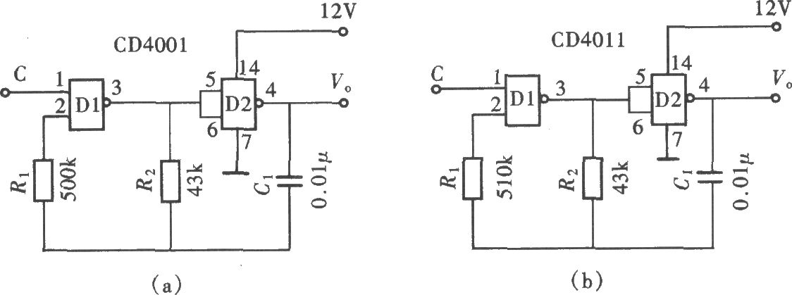 用門電路組成的門控振蕩器(CD4011)