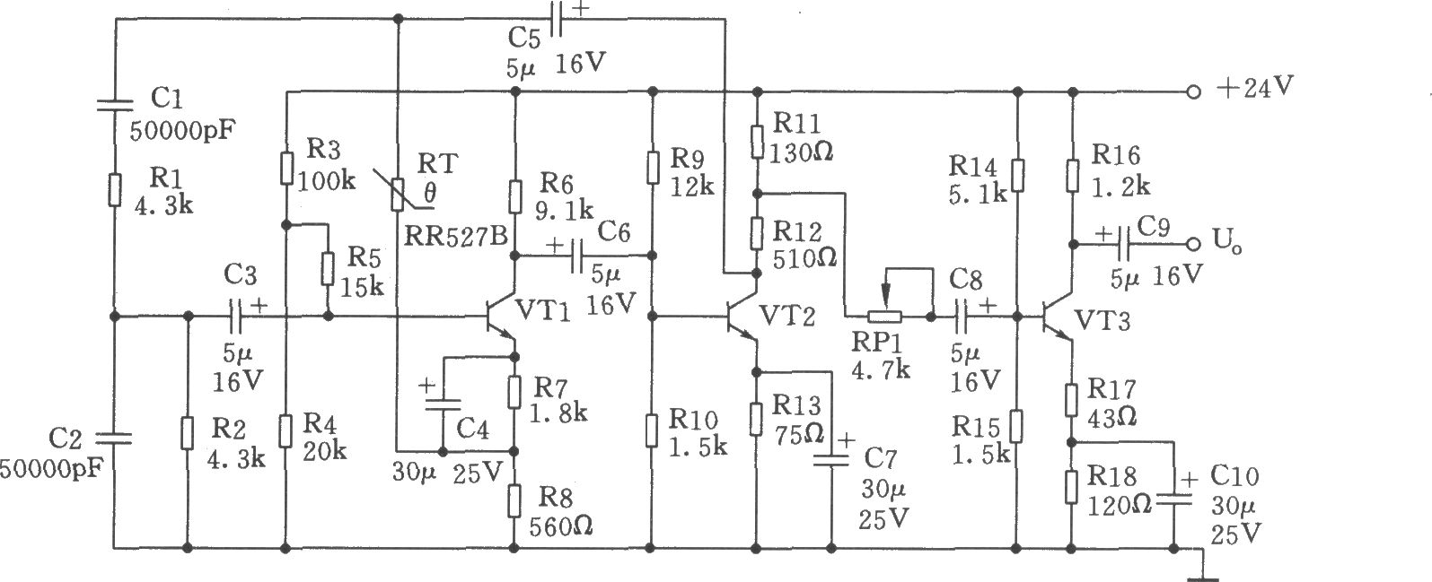 由LM358組成的1kHz文氏橋信號發生器