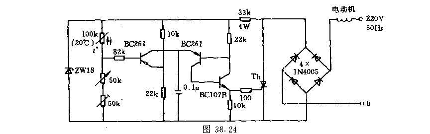 通風(fēng)電機(jī)的溫度控制電路