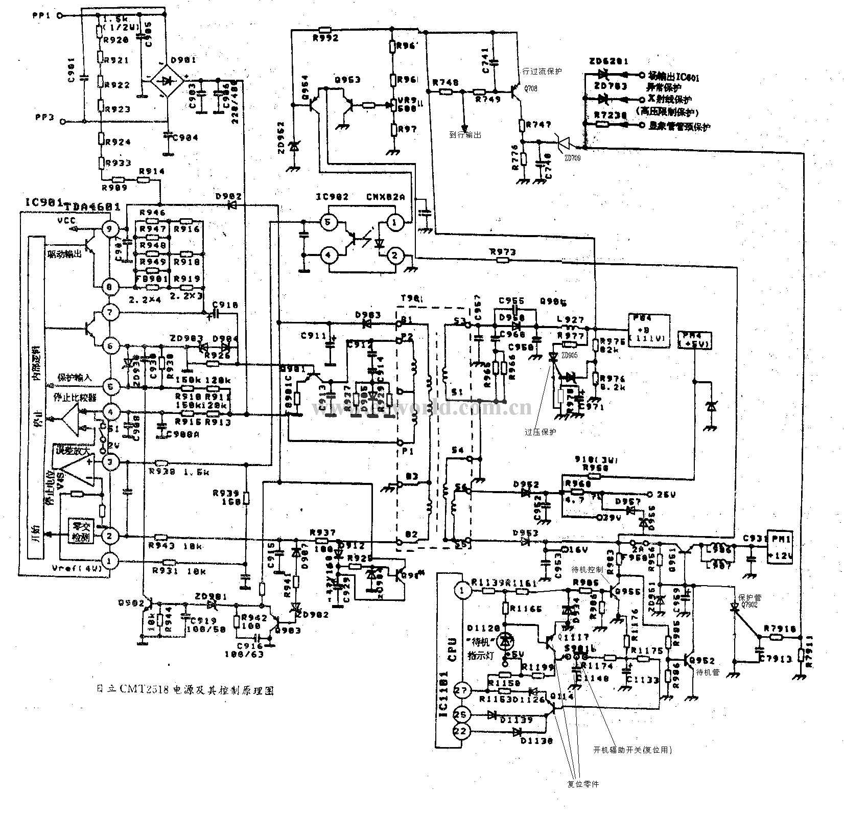 日立CMT2518彩電電源電路