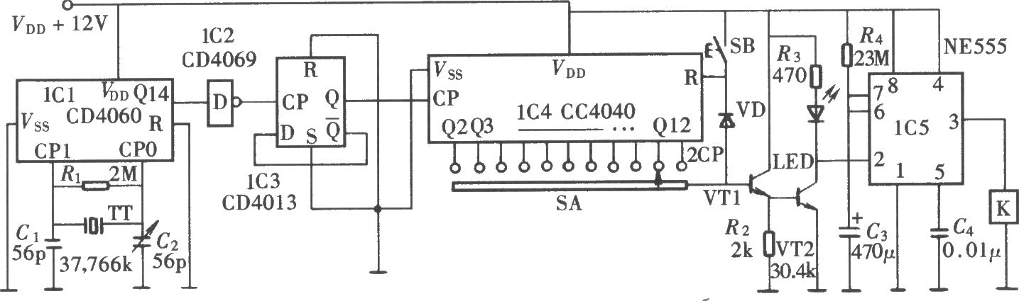 高精度可調(diào)式數(shù)字定時(shí)器(CD4060,、CD4040、NE555)