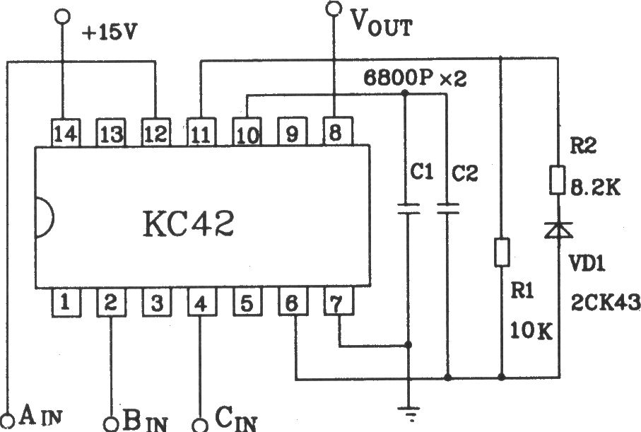 脉冲列调制形成器KC42应用电路图