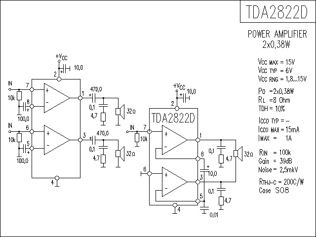 TDA2822D功放电路