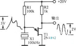 100kHz晶体一单结晶体管弛张振荡器